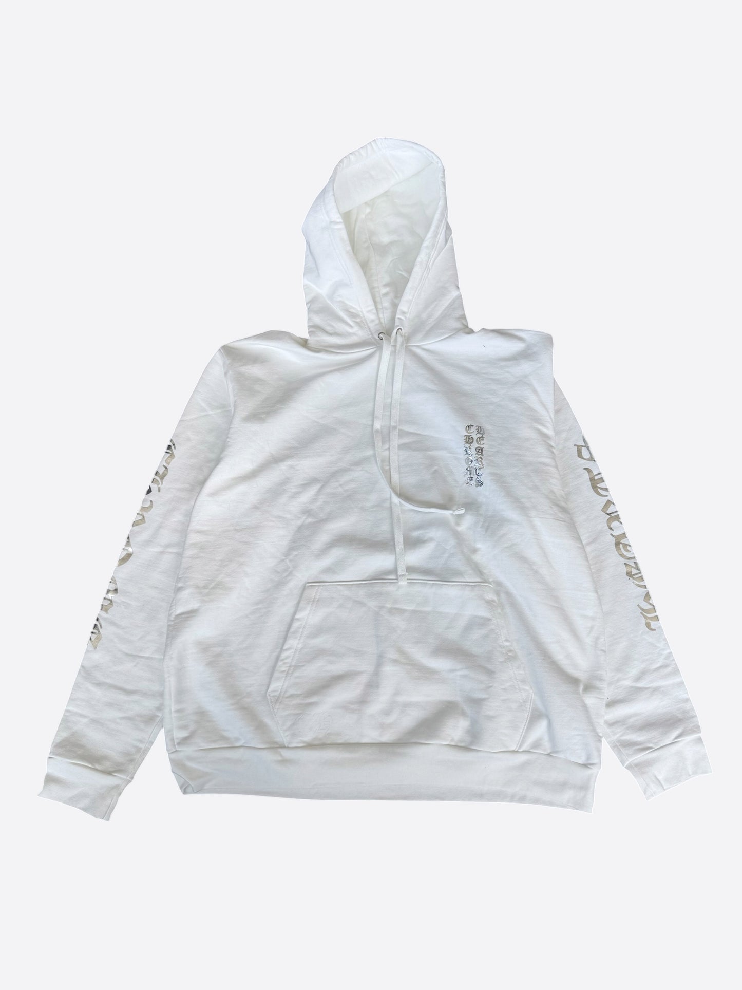 Chrome Hearts White & Silver Foil Script Logo Hoodie