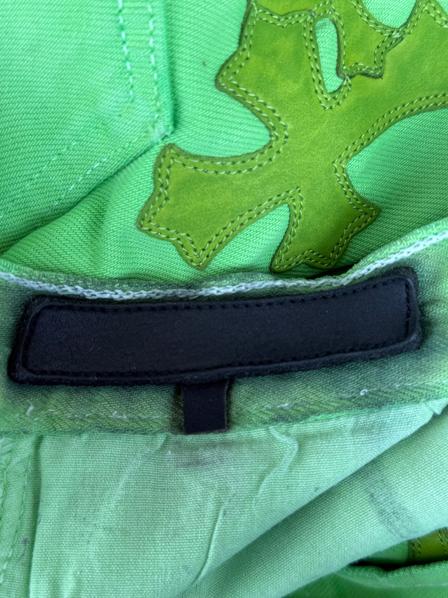 Chrome Hearts Levis Green & Black Cross Patch Jeans