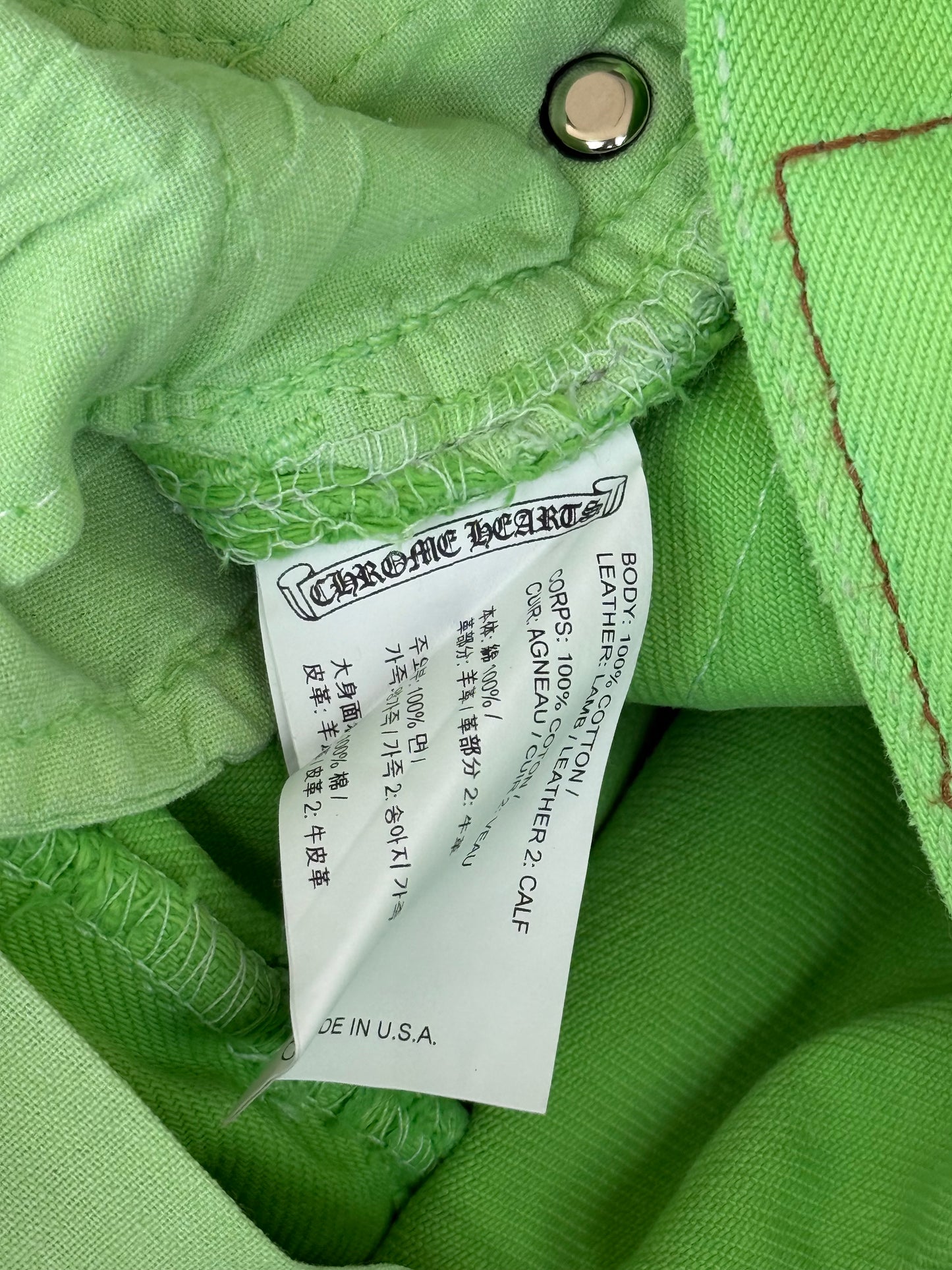 Chrome Hearts Levis Green & Black Cross Patch Jeans