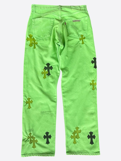 Chrome Hearts Levis Green & Black Cross Patch Jeans