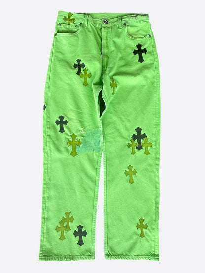 Chrome Hearts Levis Green & Black Cross Patch Jeans
