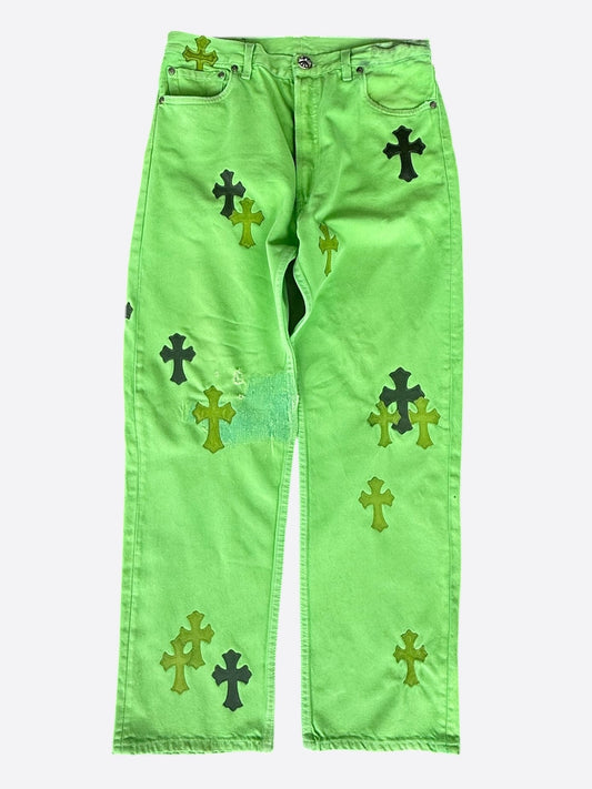 Chrome Hearts Levis Green & Black Cross Patch Jeans