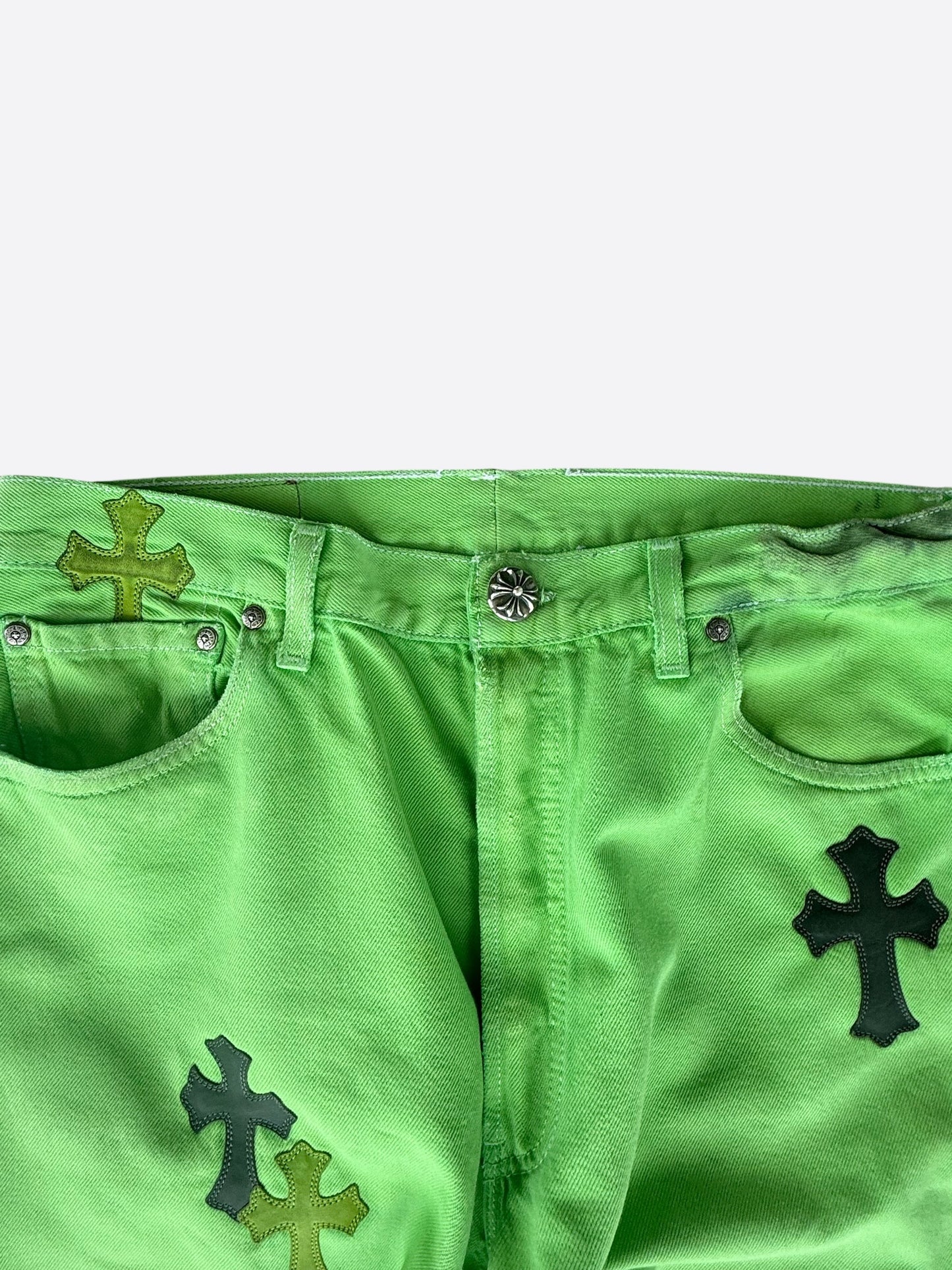 Chrome Hearts Levis Green & Black Cross Patch Jeans