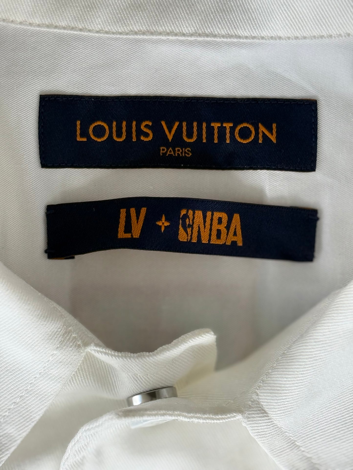 Louis Vuitton NBA White Multicolor Logo Button Up Shirt