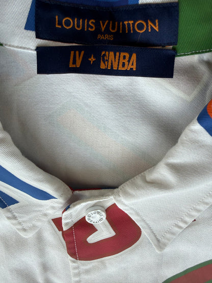 Louis Vuitton NBA White Multicolor Letters Button Up Shirt