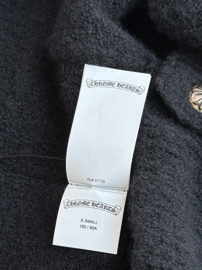 Chrome Hearts Black & Leopard Cross Patch Cashmere Cardigan
