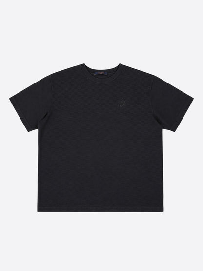 Louis Vuitton Black Damier Embroidered Logo T-Shirt