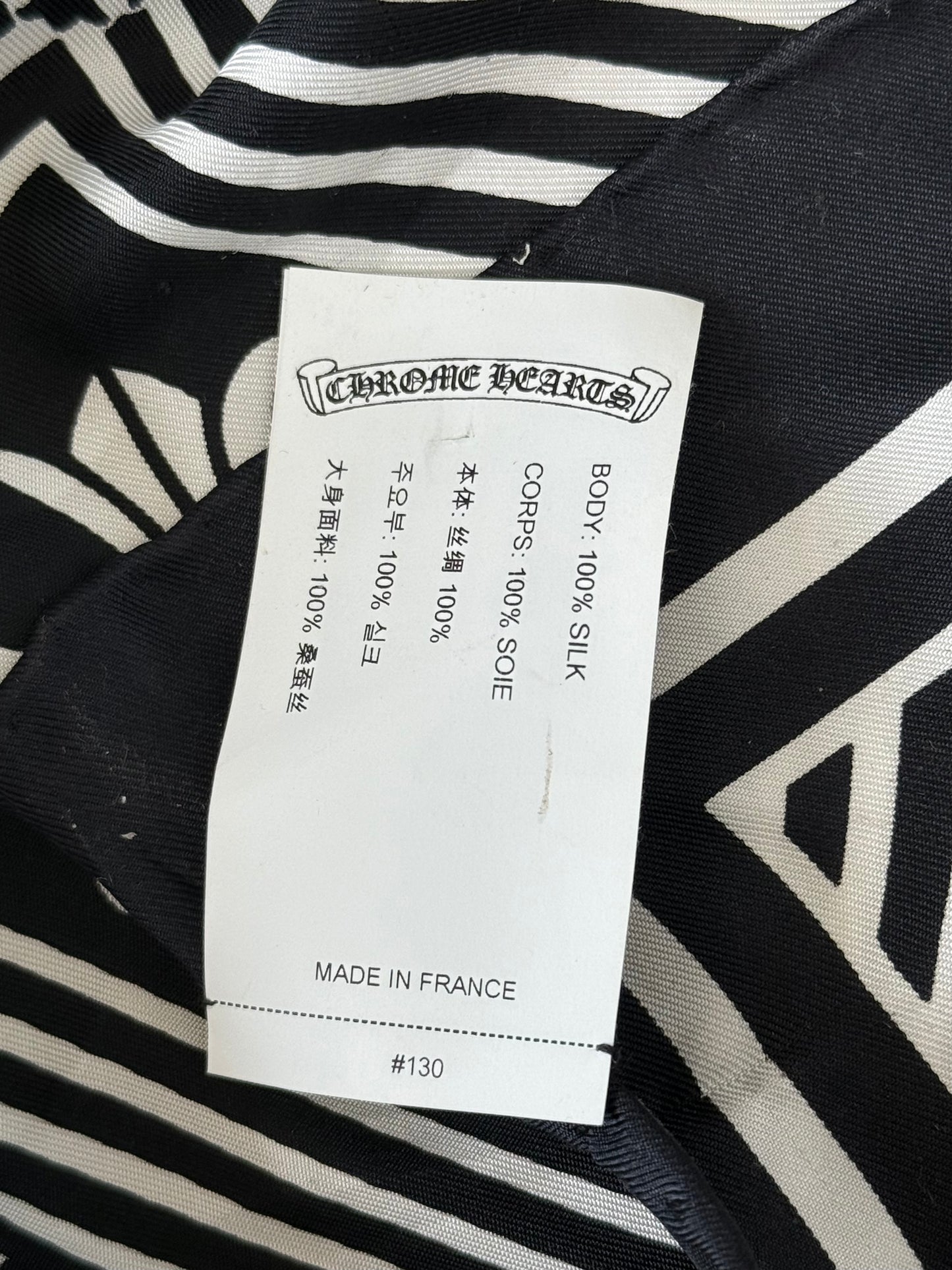 Chrome Hearts White & Black Plus Cross Silk Scarf