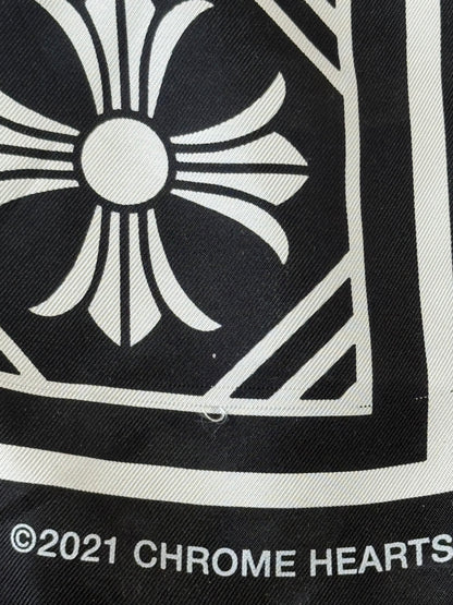 Chrome Hearts White & Black Plus Cross Silk Scarf