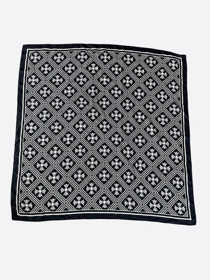 Chrome Hearts White & Black Plus Cross Silk Scarf