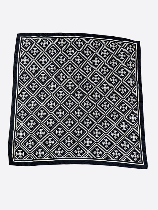 Chrome Hearts White & Black Plus Cross Silk Scarf