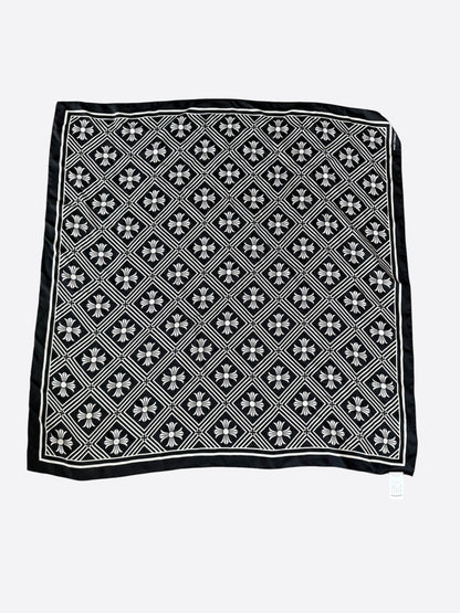 Chrome Hearts White & Black Plus Cross Silk Scarf
