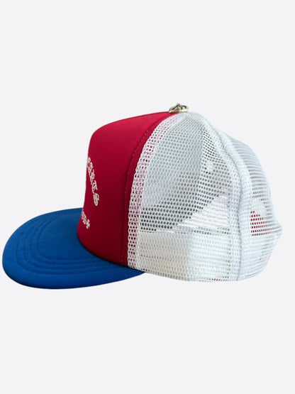 Chrome Hearts Red, Blue & White Triple Cross Trucker Hat