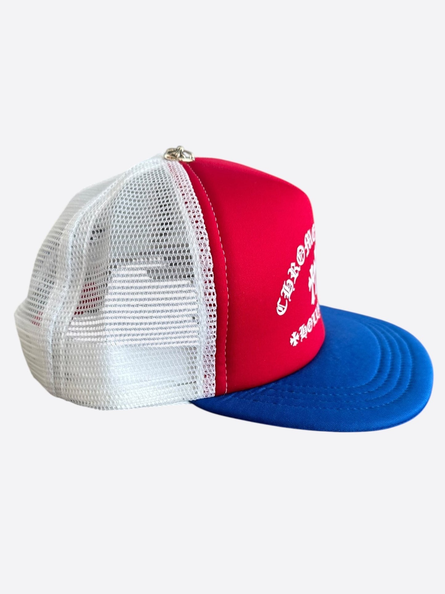 Chrome Hearts Red, Blue & White Triple Cross Trucker Hat