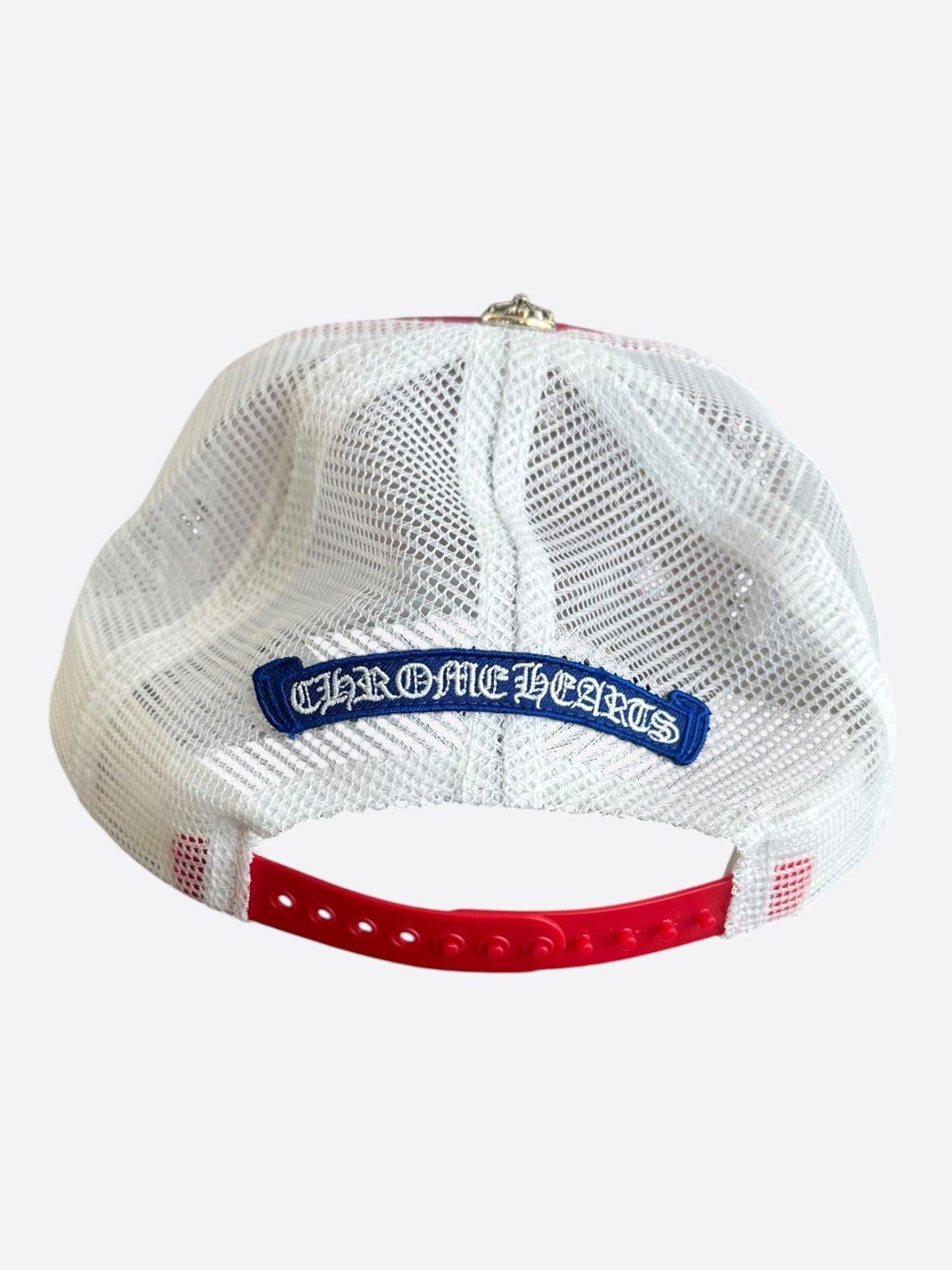 Chrome Hearts Red, Blue & White Triple Cross Trucker Hat