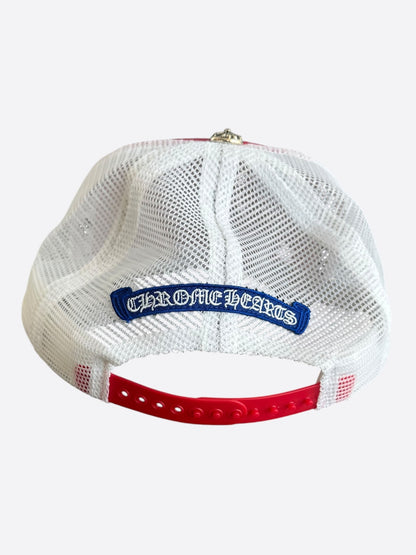 Chrome Hearts Red, Blue & White Triple Cross Trucker Hat