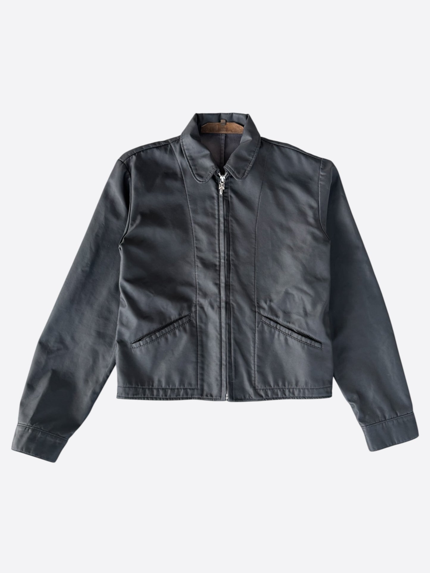 Chrome Hearts Black Cemetery Cross Patch Nylon Trucker Jacket