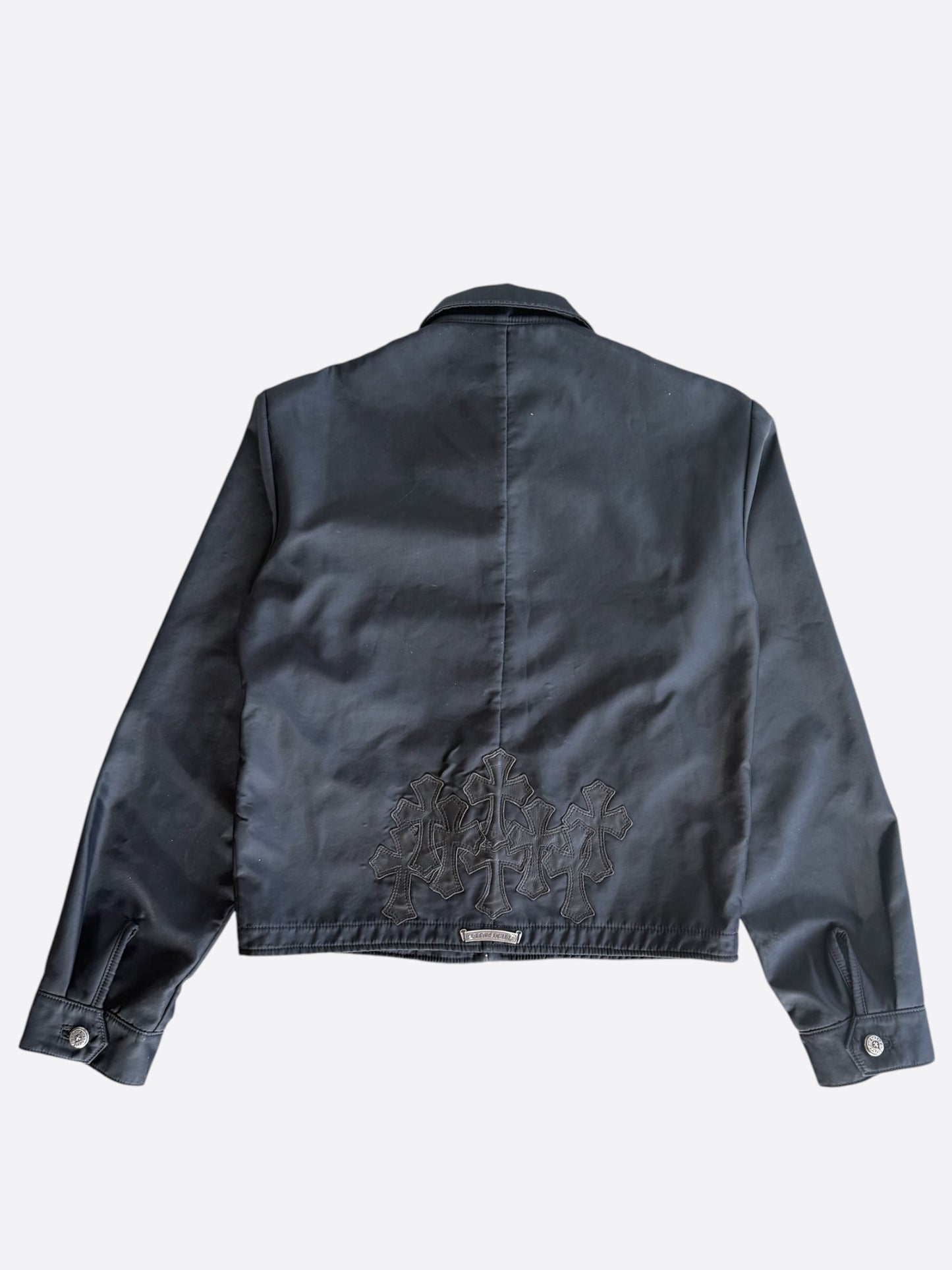 Chrome Hearts Black Cemetery Cross Patch Nylon Trucker Jacket