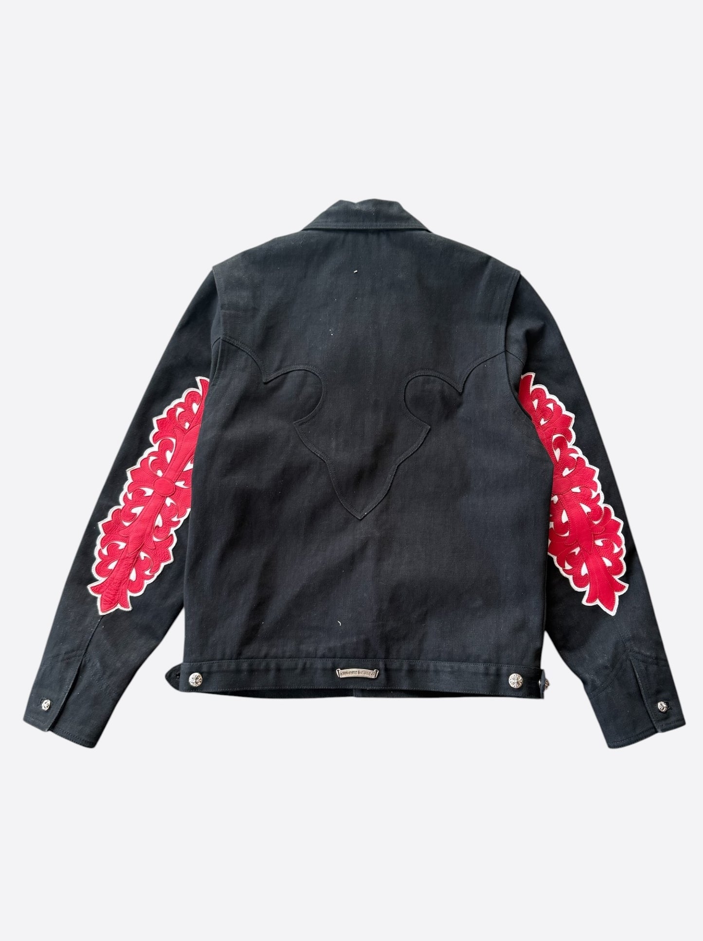 Chrome Hearts Black & Red Floral Patch Fleur Jacket