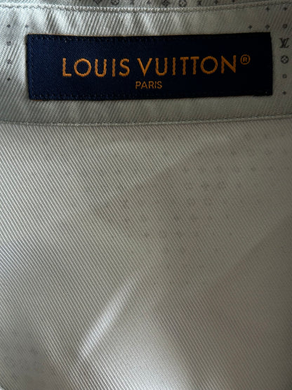Louis Vuitton Grey LV Pixel Monogram Silk Button Up Shirt