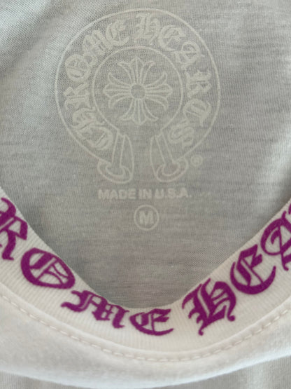 Chrome Hearts White & Purple Neck Logo T-Shirt