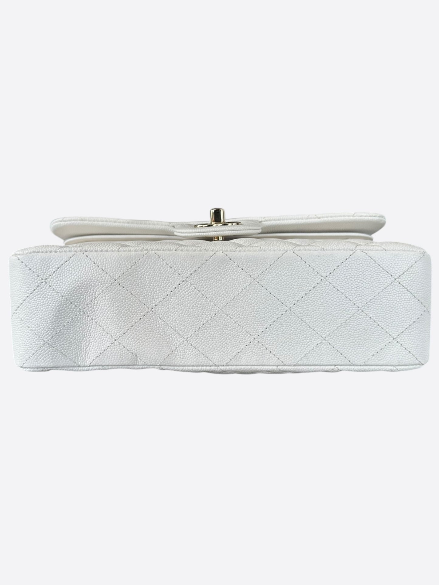 Chanel White Quilted Caviar Small Flap Bag