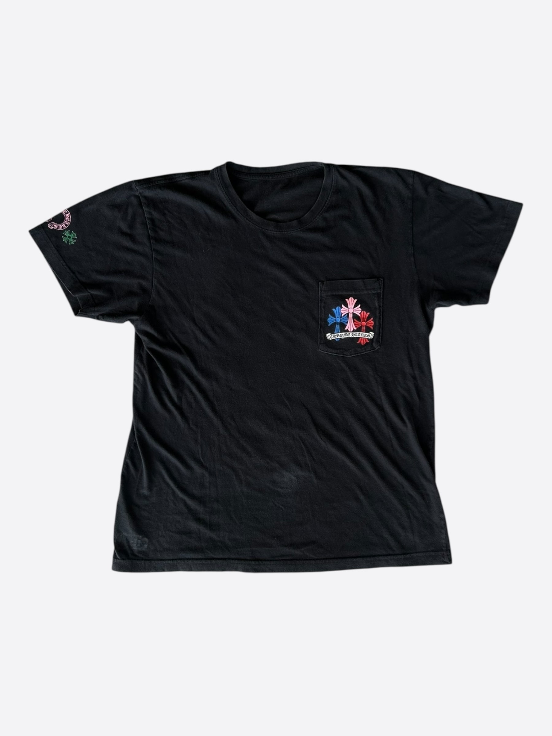 トップス CHROME HEARTS CH plus T-shirt Black Chrome Hearts Made In Hollywood Plus Cross T-shirt Black/Red