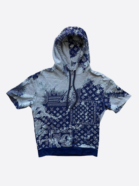 Louis Vuitton Blue Bandana Monogram Short Sleeve Hoodie