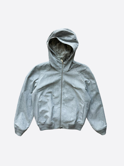 Dior Air Jordan Grey Leather Hooded Jacket