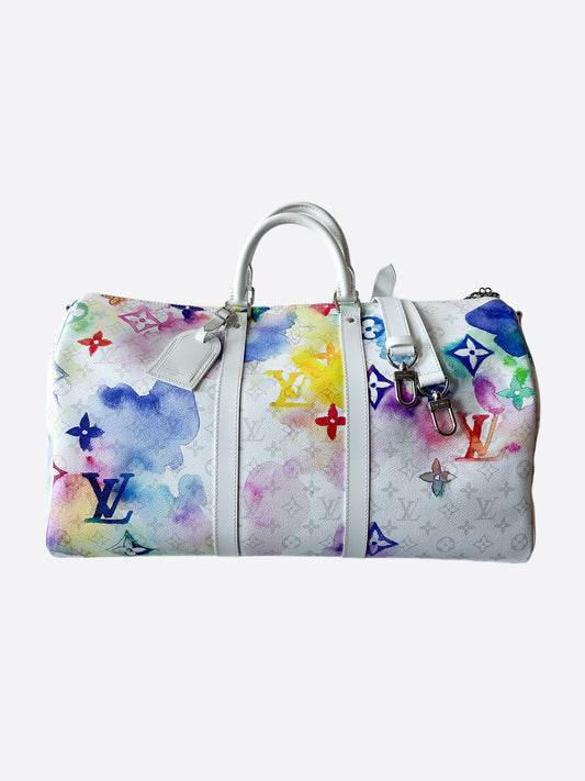 Louis Vuitton White Watercolor Monogram Keepall 50