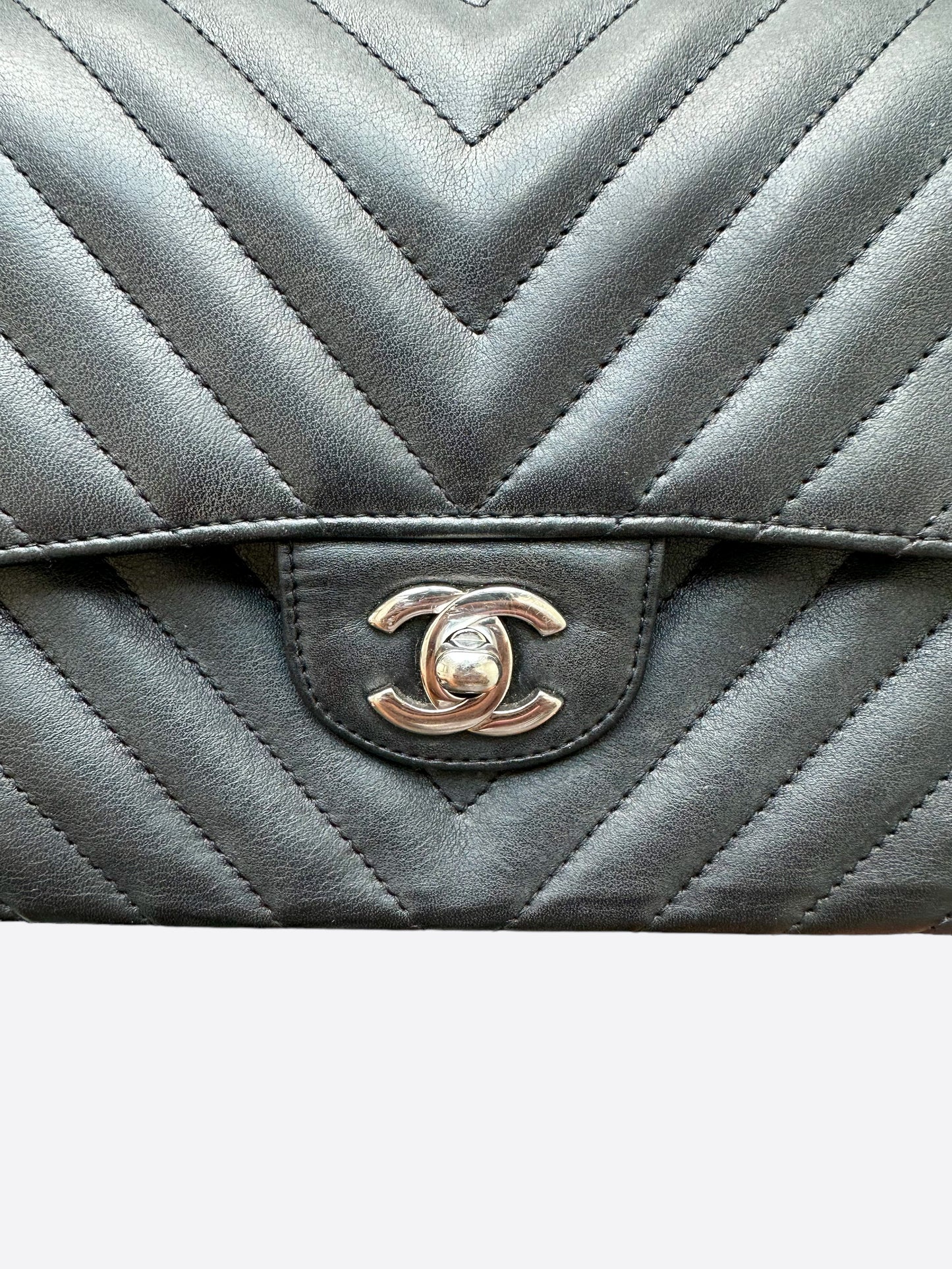 Chanel Mini Black Chevron-Quilted Lambskin Classic by Ann's Fabulous Finds