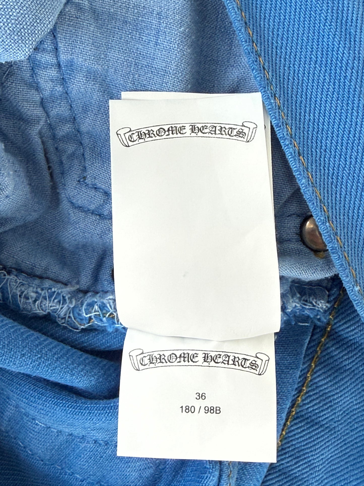 Chrome Hearts Levis London Exclusive Blue Dyed Cross Patch Jeans