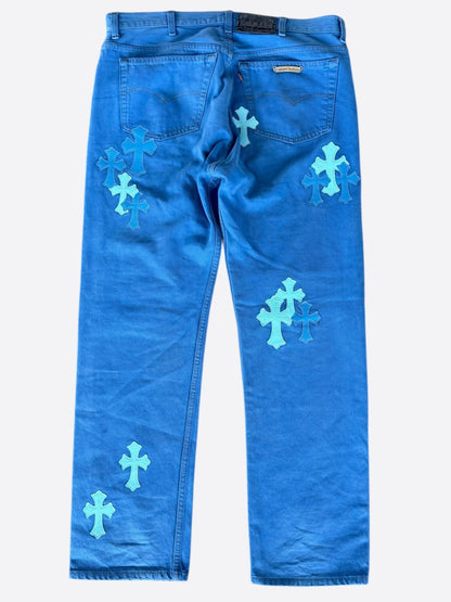Chrome Hearts Levis London Exclusive Blue Dyed Cross Patch Jeans