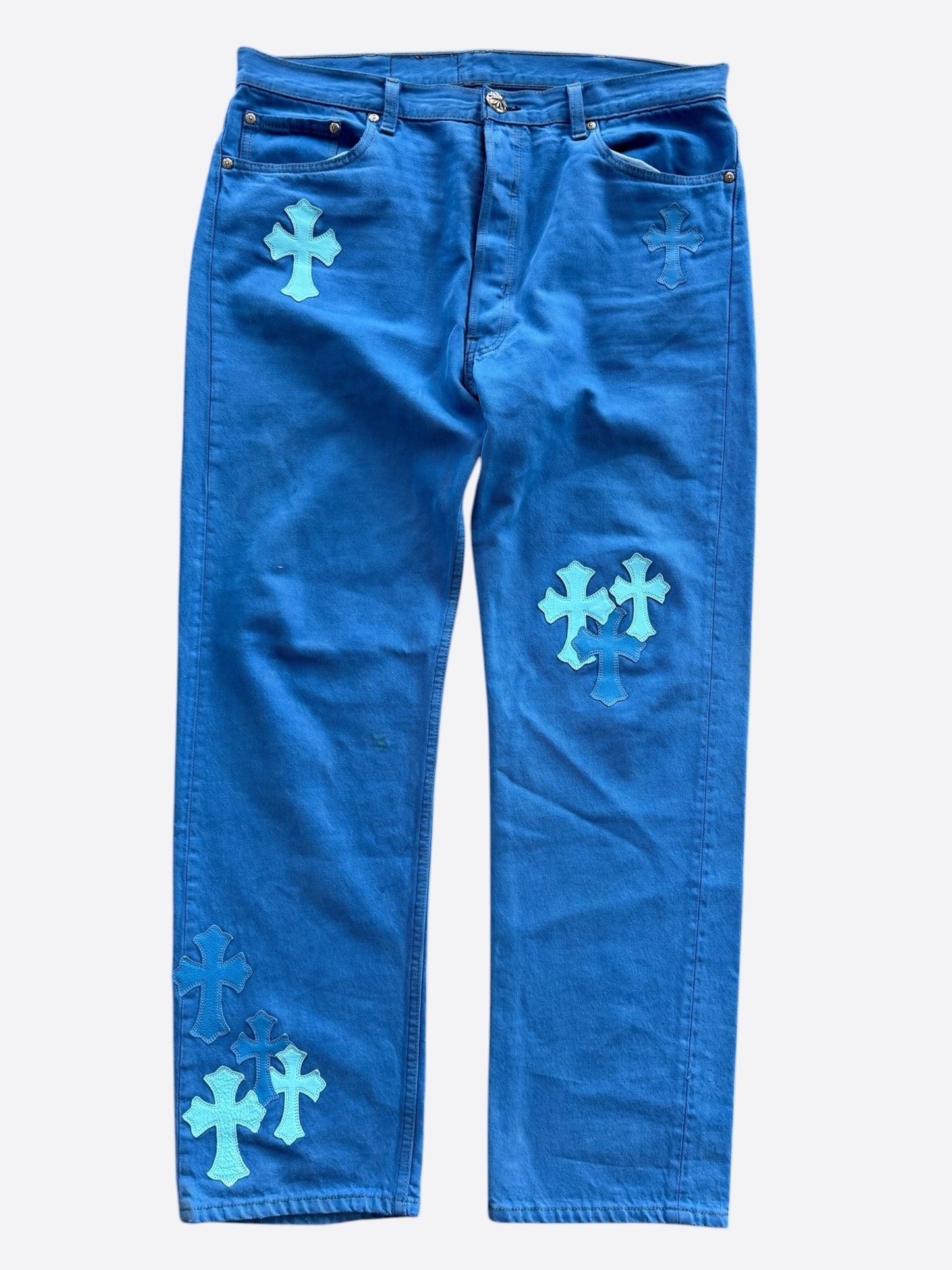 Chrome Hearts Levis London Exclusive Blue Dyed Cross Patch Jeans