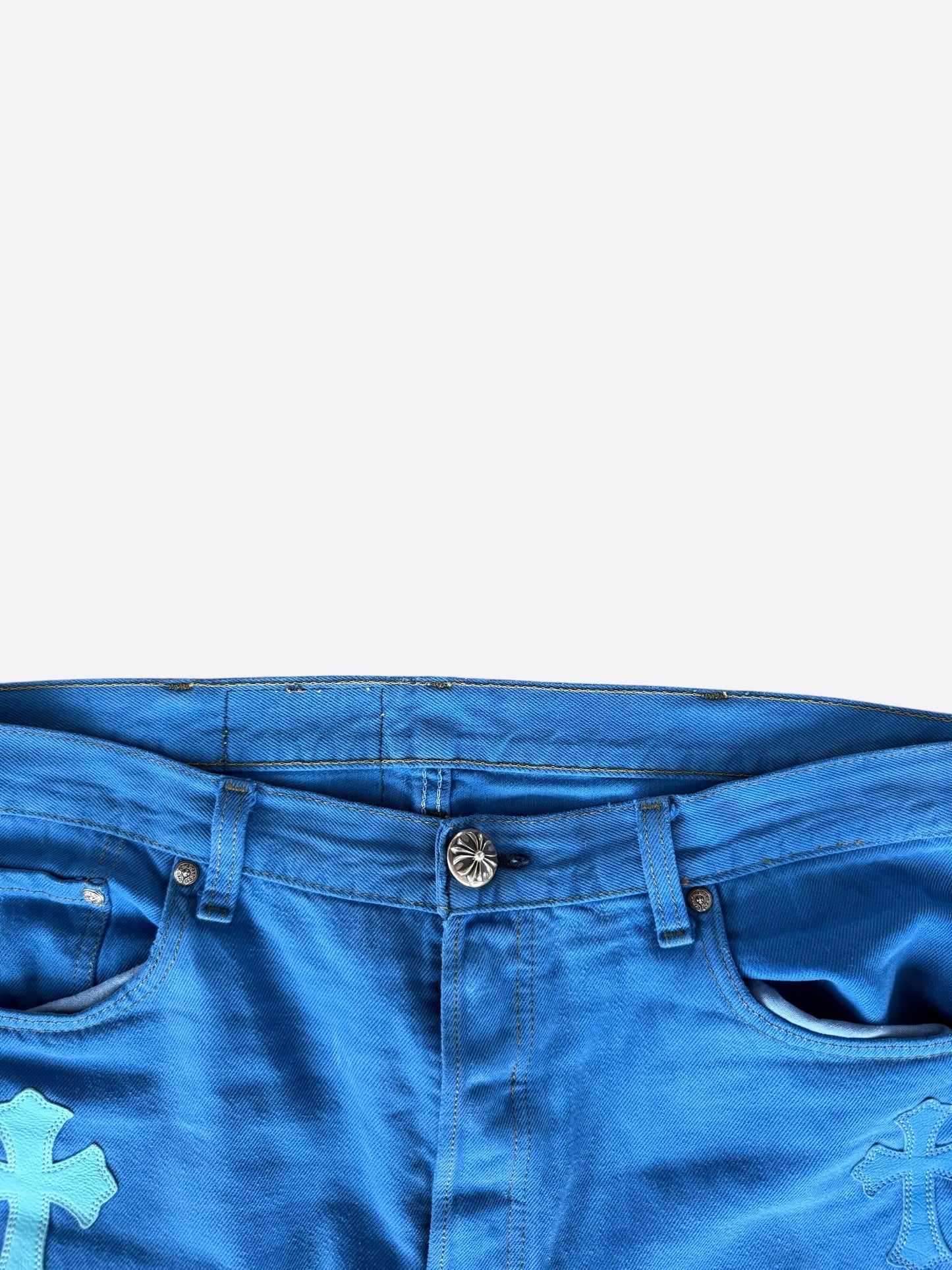Chrome Hearts Levis London Exclusive Blue Dyed Cross Patch Jeans