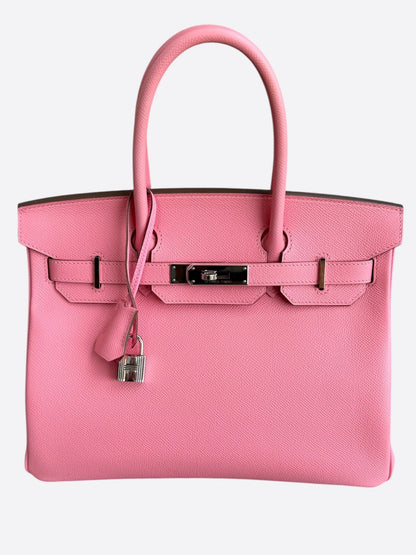 Hermes Rose Azalee Epsom & Palladium Hardware Birkin 30