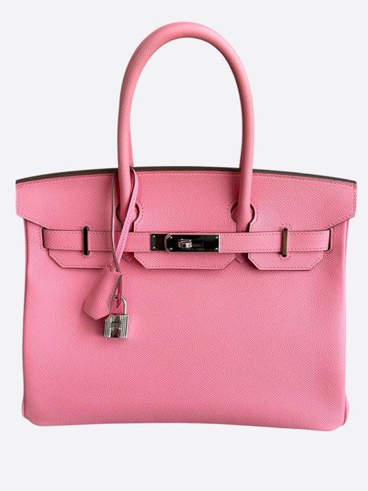 Hermes Rose Azalee Epsom & Palladium Hardware Birkin 30