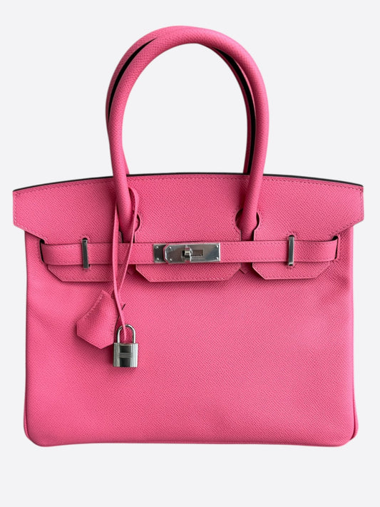 Hermes Rose Bubblegum Epsom & Palladium Hardware Birkin 30