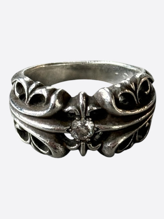 Chrome Hearts Silver & Diamond Floral Cross Ring