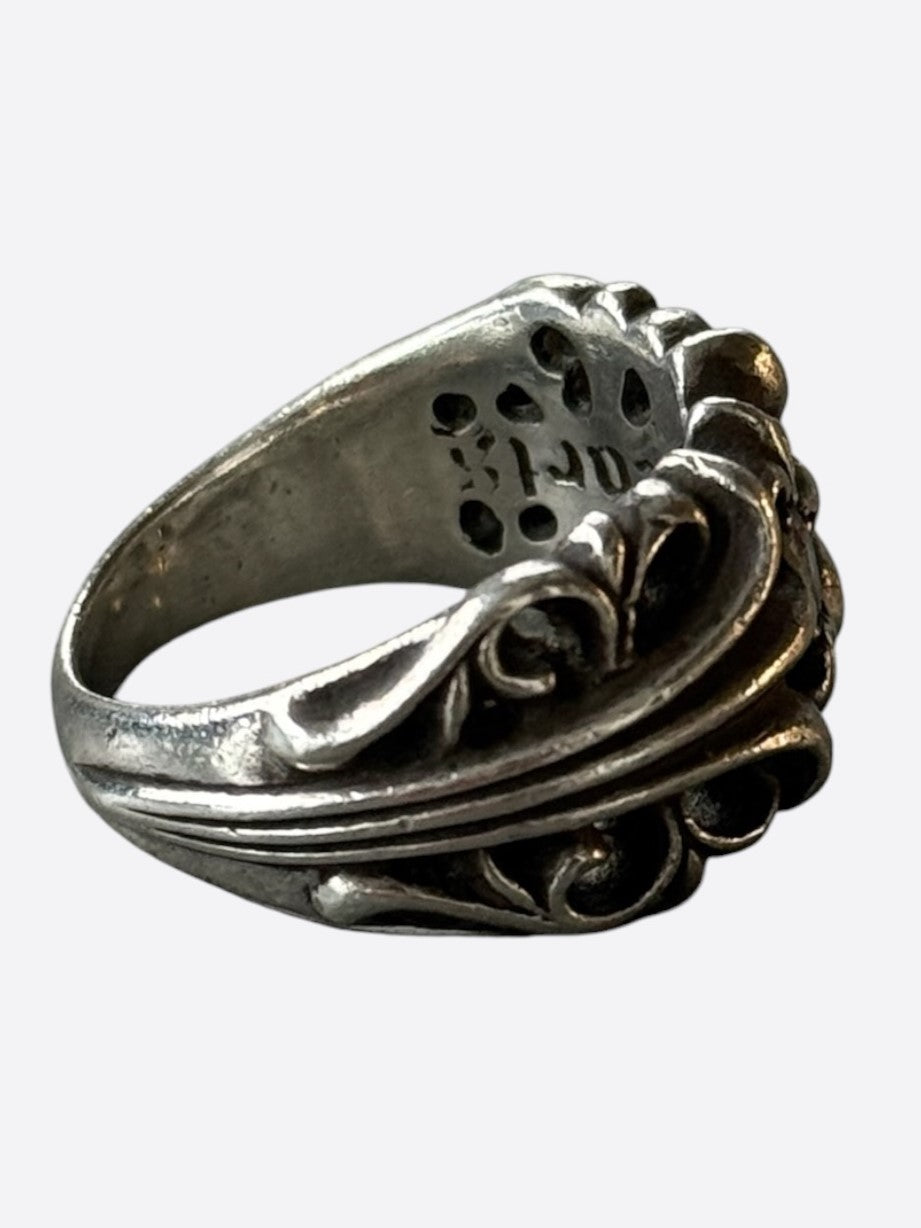 Chrome Hearts Silver & Diamond Floral Cross Ring