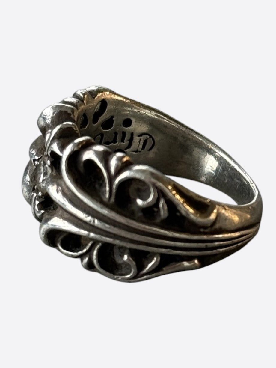 Chrome Hearts Silver & Diamond Floral Cross Ring
