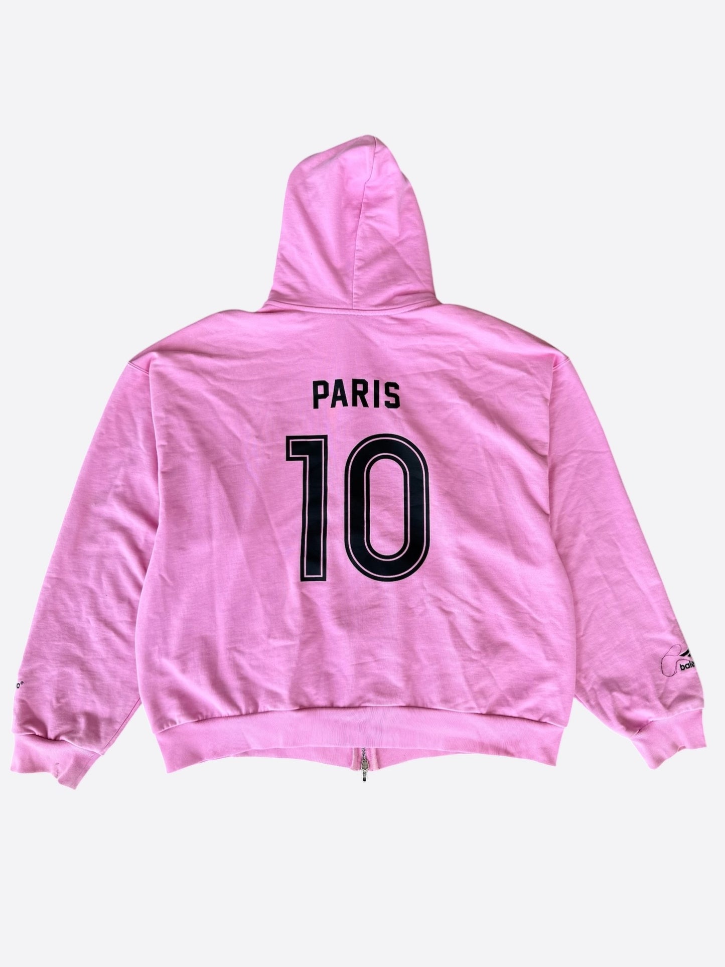 Balenciaga Pink & Black Soccer Logo Zip Up Hoodie