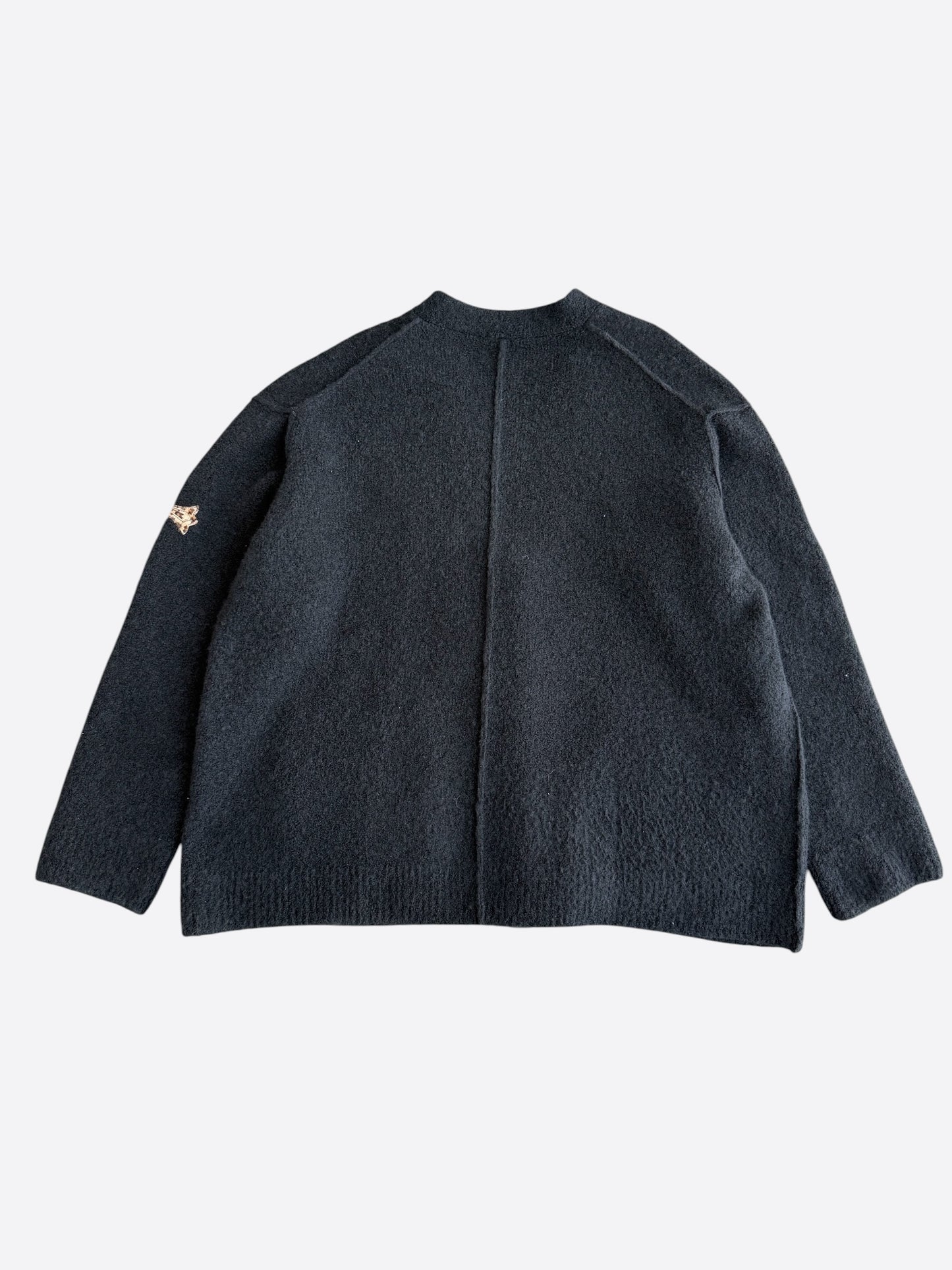 Chrome Hearts Black & Leopard Cross Patch Cashmere Cardigan