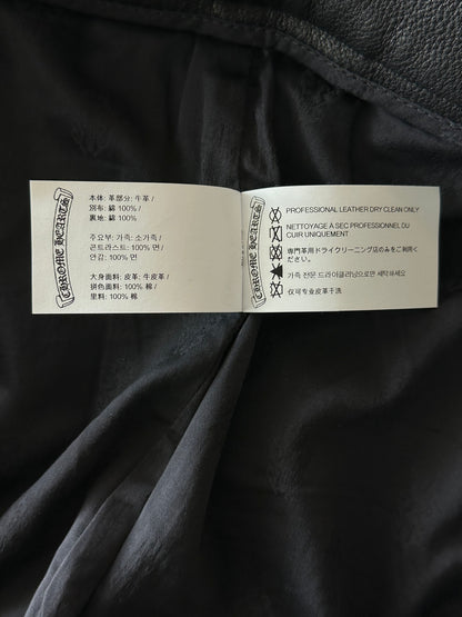 Chrome Hearts Black Leather & Corduroy Fleur Knee Pants