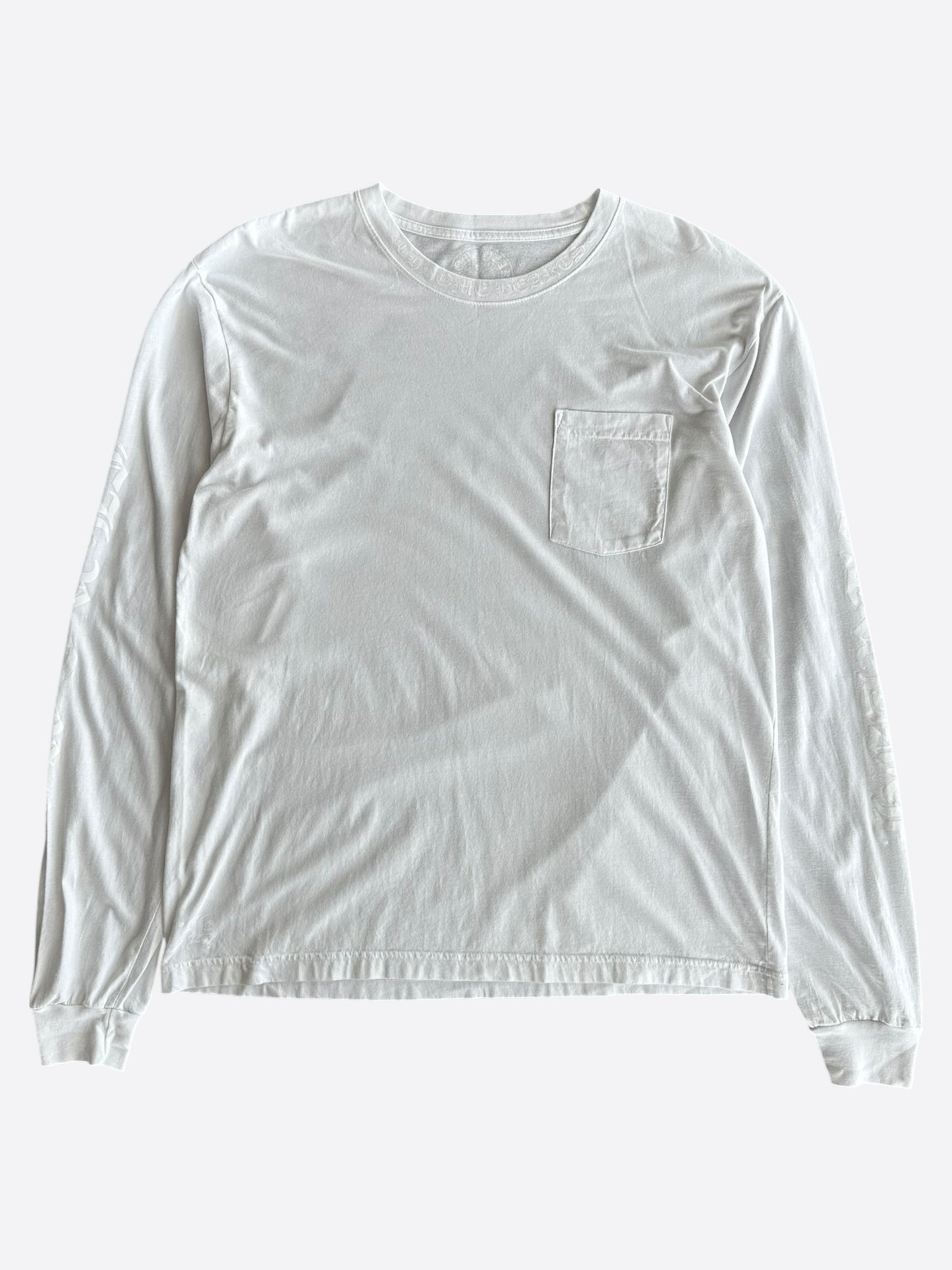 Chrome Hearts White Neck Logo Longsleeve T-Shirt