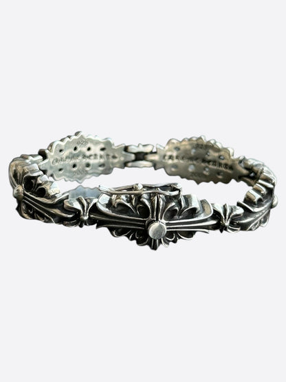 Chrome Hearts Silver Floral Cross Bracelet