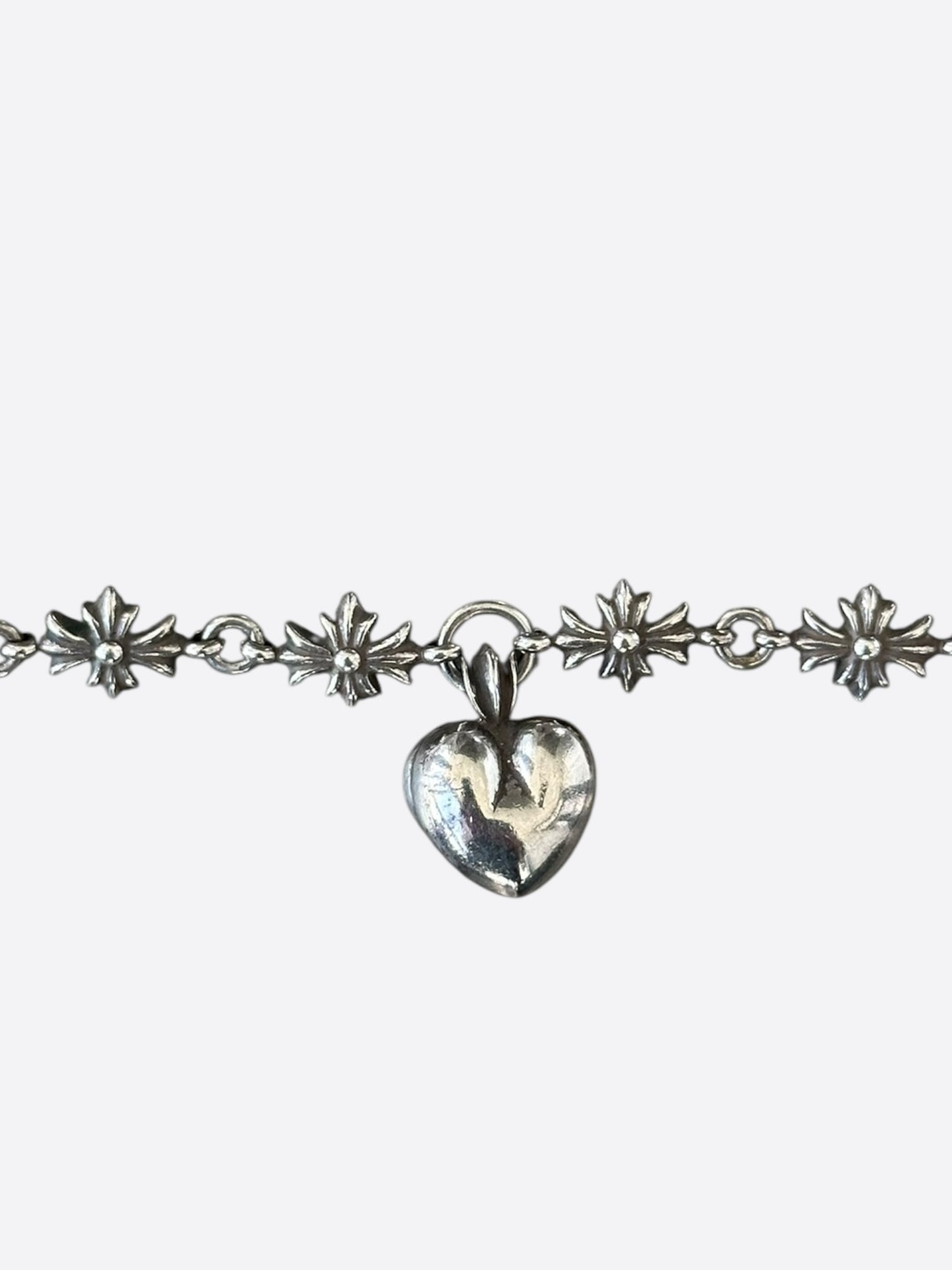 Chrome Hearts Silver Tiny E Heart Necklace