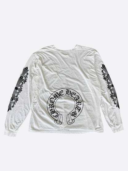 Chrome Hearts White & Black Horseshoe Logo Longsleeve T-Shirt