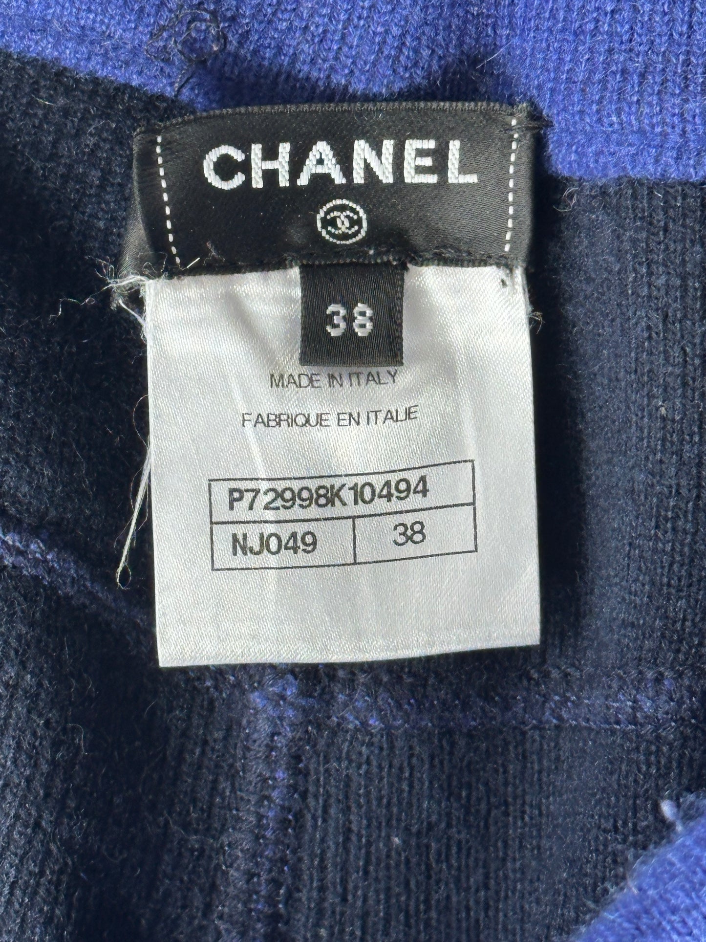 Chanel Blue & Silver CC Logo Cashmere Sweatpants