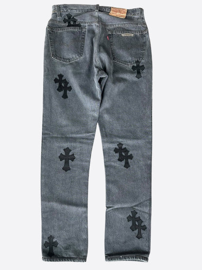Chrome Hearts Levis Grey & Black Cross Patch Jeans